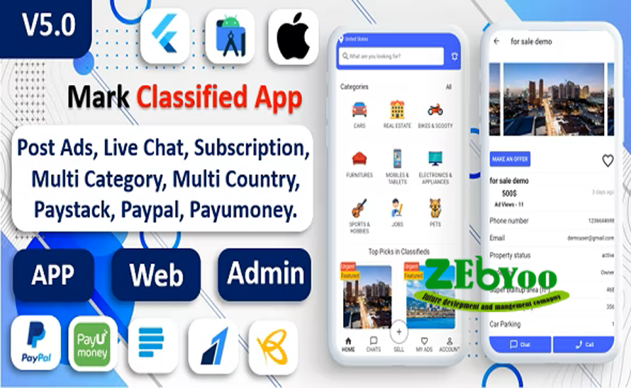 Mark Classified App v5.0 - Classified App Multi Payment Gateways Integrated zebyoo Mark Classified App | Classified App | Multi Payment Gateways Integrated | Buy & Sell | Subscription zebyoo