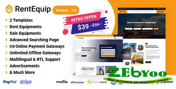 RentEquip v1.0 - Multipurpose / Equipment Rental Website